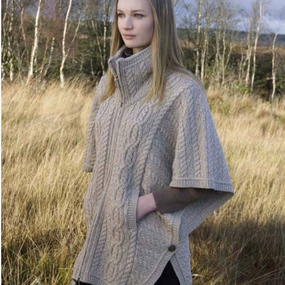 Aran Crafts Beige Merino Wool Sweater Jacket